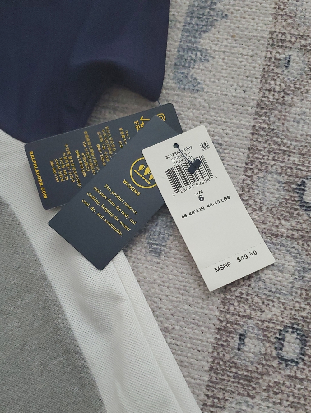 NWT Polo Ralph Lauren Boys Performance Polo Short Sleeve Navy Gray Shirt Top Sz6 - Picture 5 of 10